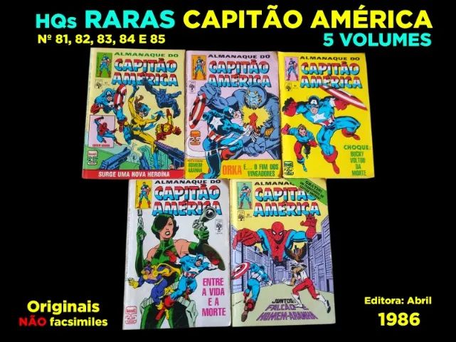 HQS RARAS CAPITÃO AMERICA Nº 81 A 85 - Editora Abril - 1986