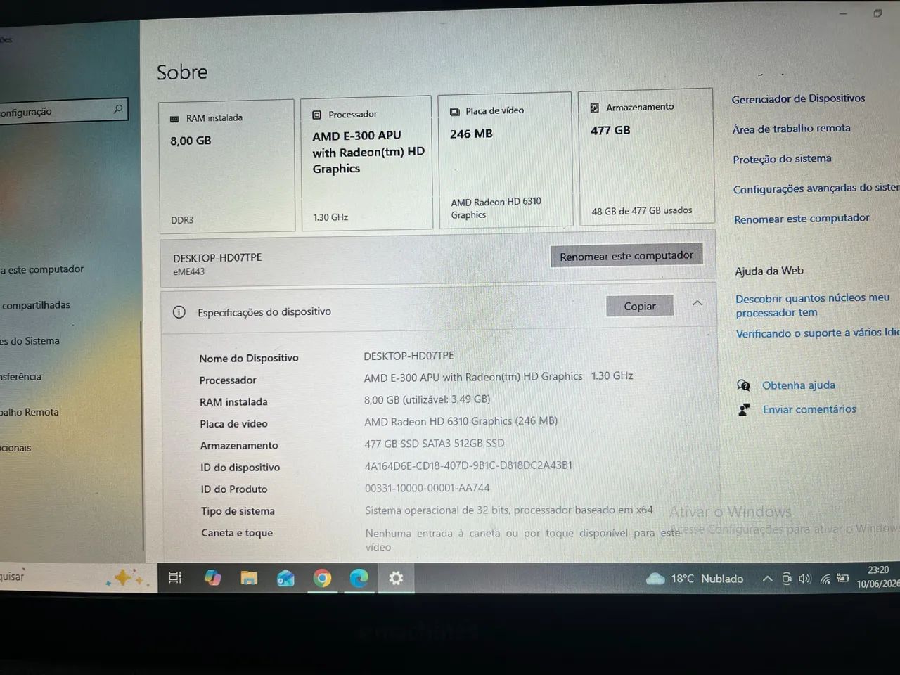 Notebook Acer Machines 