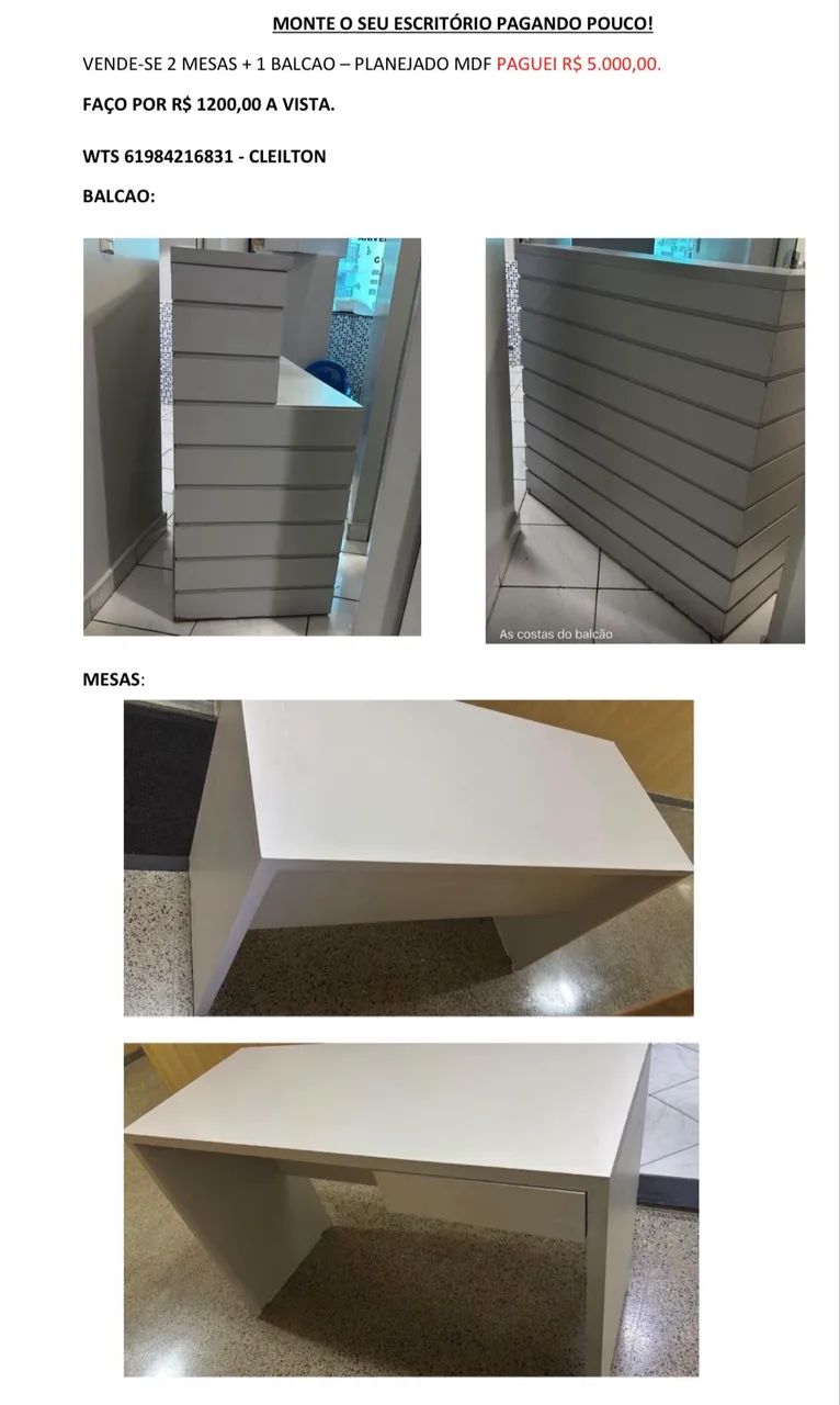 2 mesas de escritório 1 balcão + brinde 1 cadeira