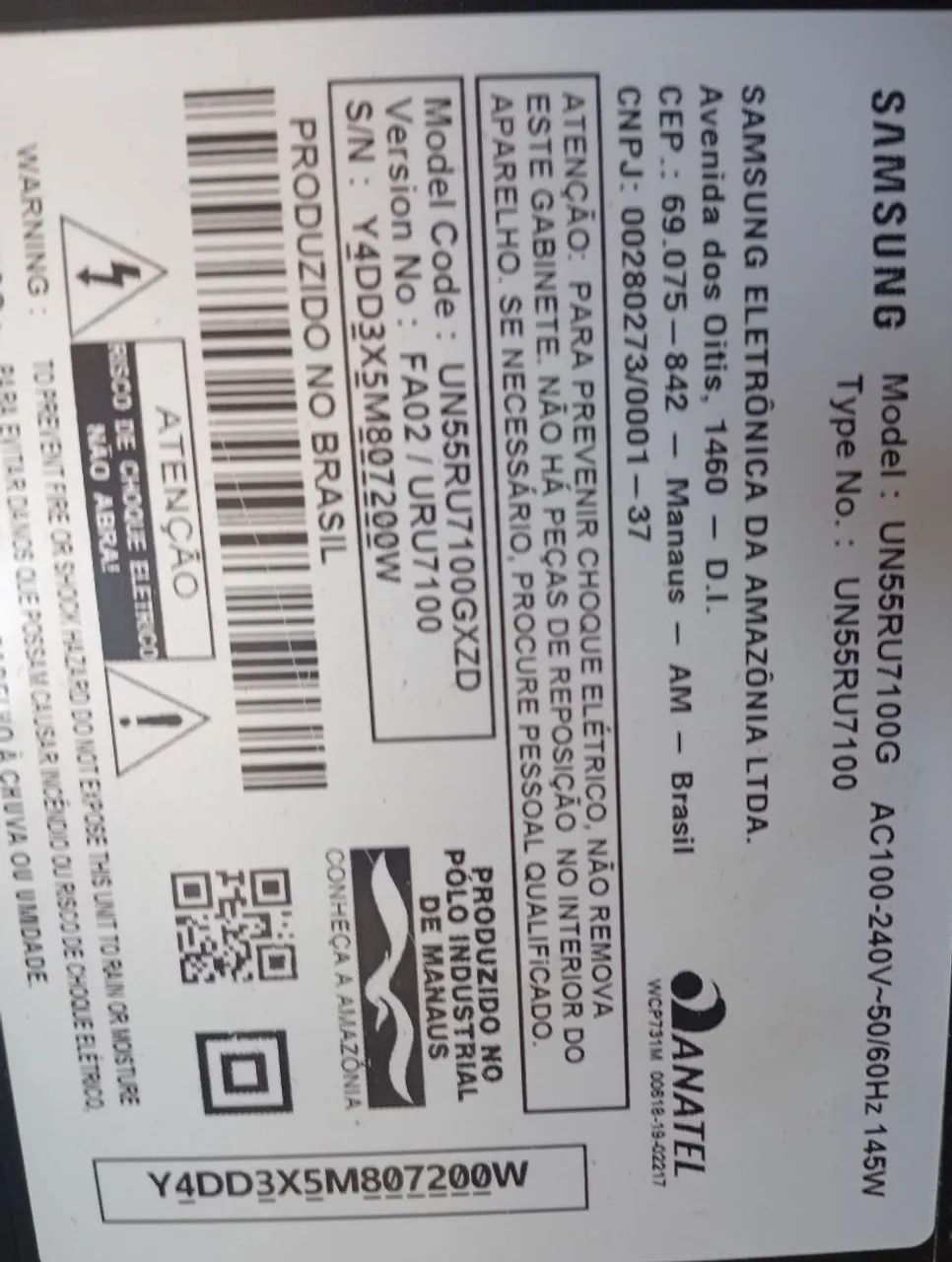 TV Samsung UN55RU7100G