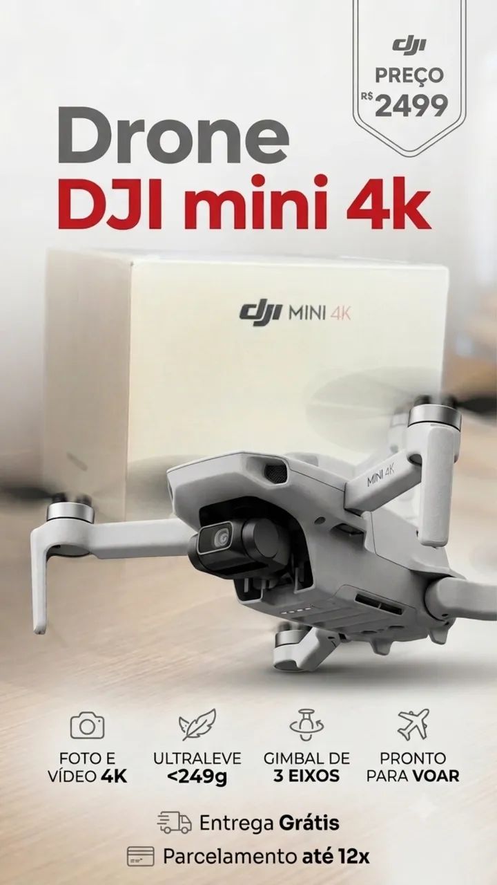 Drone dji mini 4k novo 