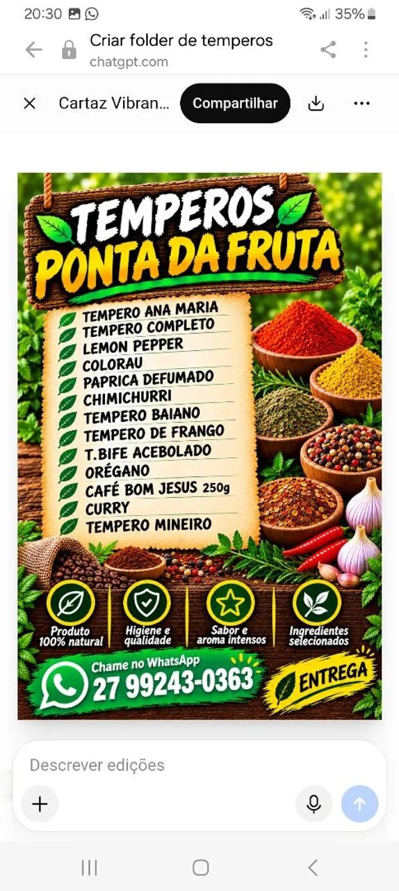 Temperos PONTA DA FRUTA 