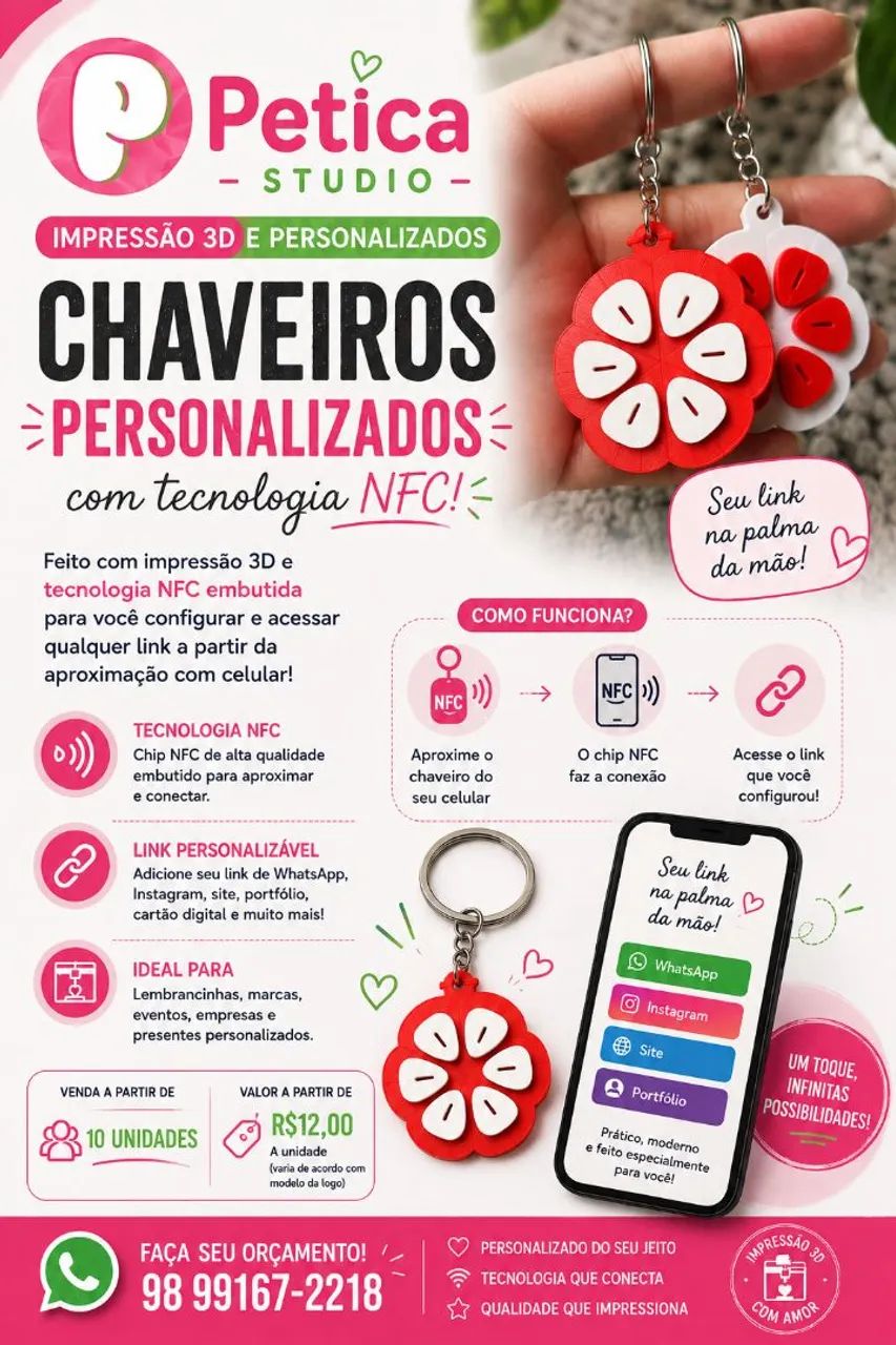 Chaveiros personalizados com sua marca + tag nfc - Foto 3