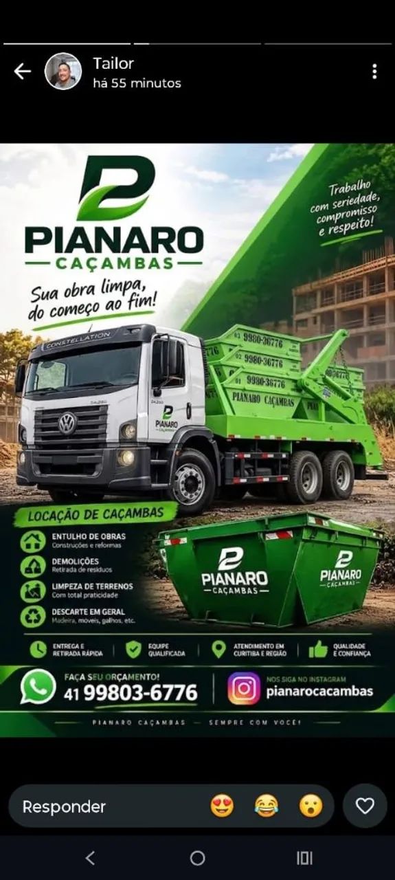 Caçambas de entulho para locação 