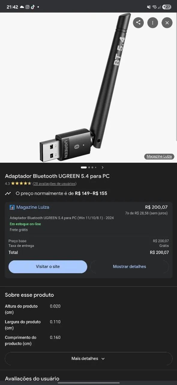 Adaptador Bluetooth 5.4  - Foto 3