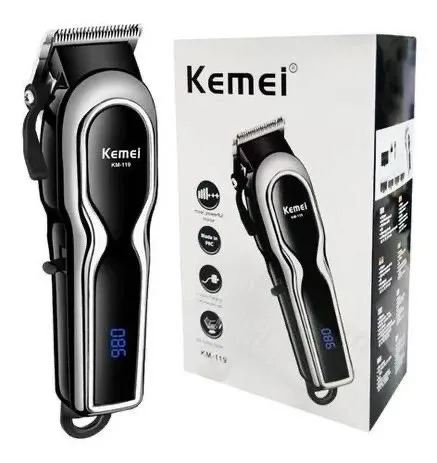 Maquina De Cortar Cabelo Kemei Km 119 Sem Fio Profissional