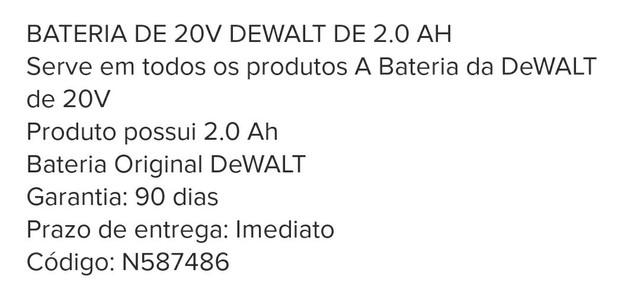 Bateria Dewalt 20v 2ah xr - Foto 3