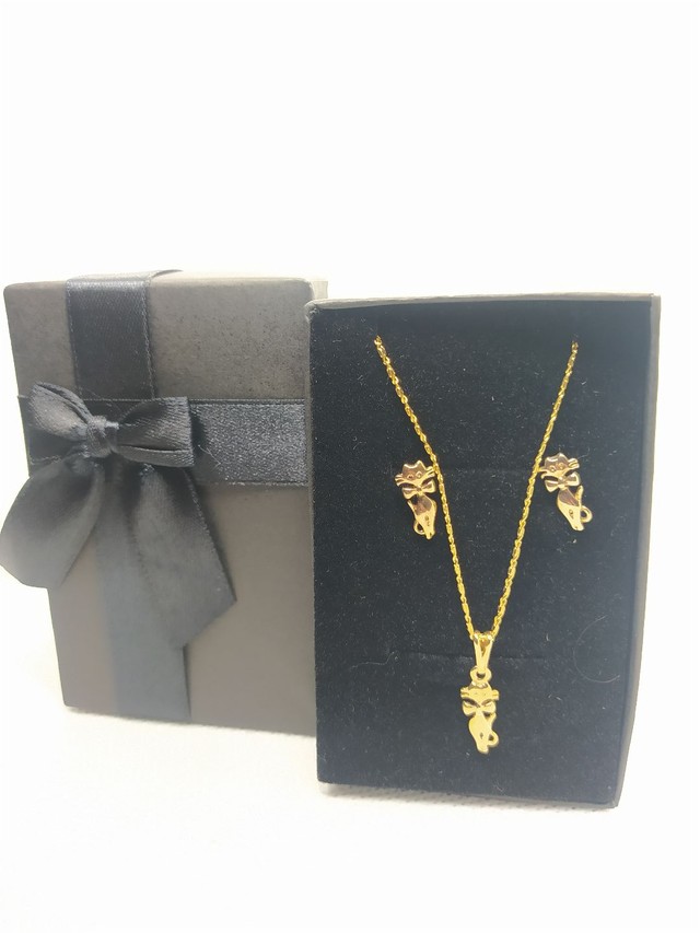 Brinco + Colar com Pingente banhado a ouro 18k