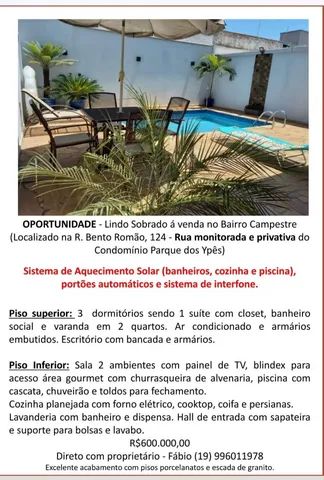 Captação de Casa a venda na Rua Bento Romão, Campestre, Piracicaba, SP