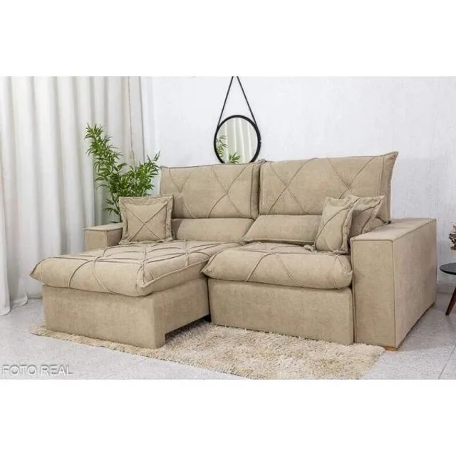 Sofá Retrátil Reclinável 2.50m Boucle Molas Ensacadas rf44 IMPERDÍVEL  - Foto 4