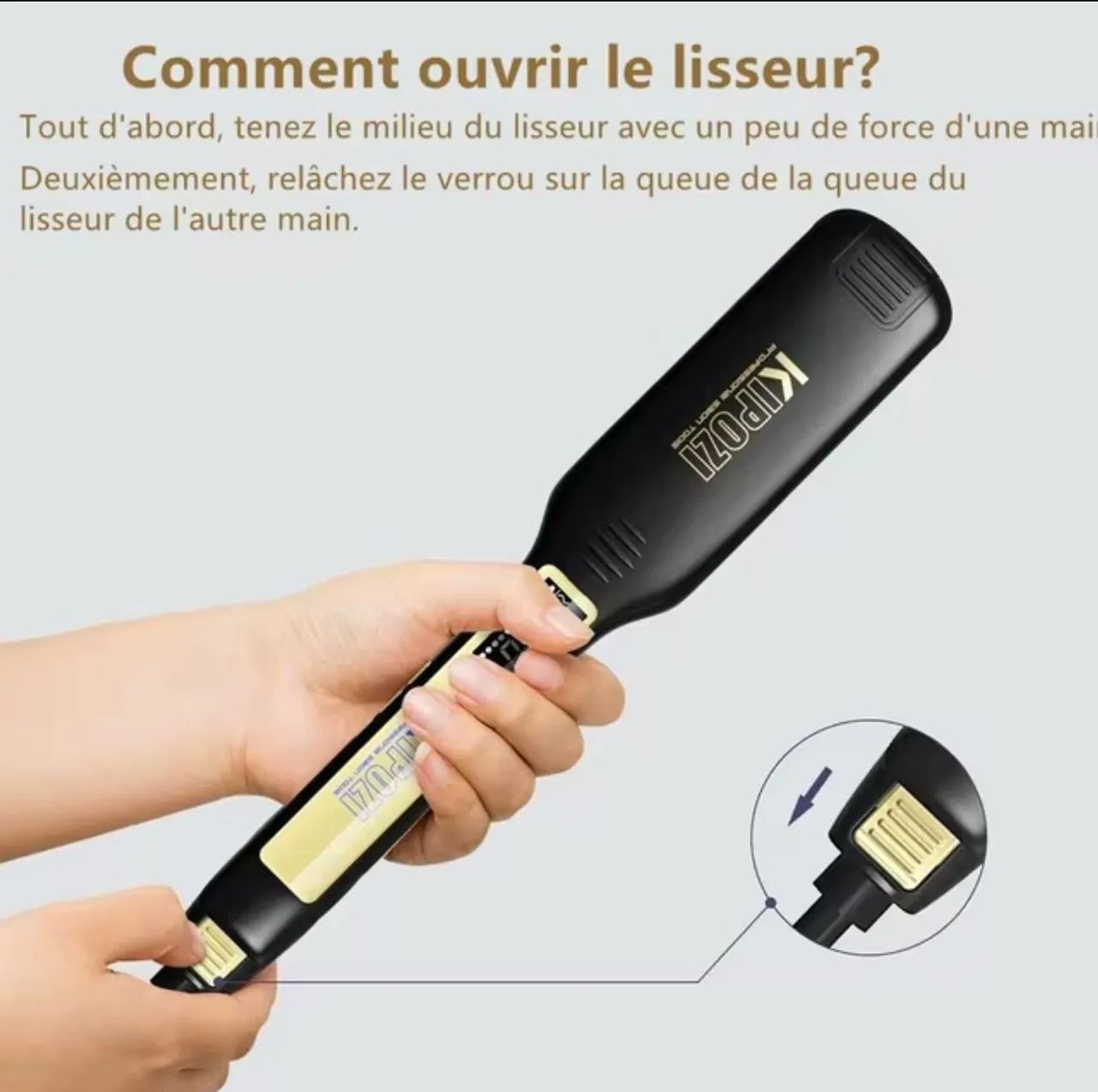 KIPOZI-profissional alisador de cabelo liso de titânio, display LCD digital, dupla tensão - Foto 5