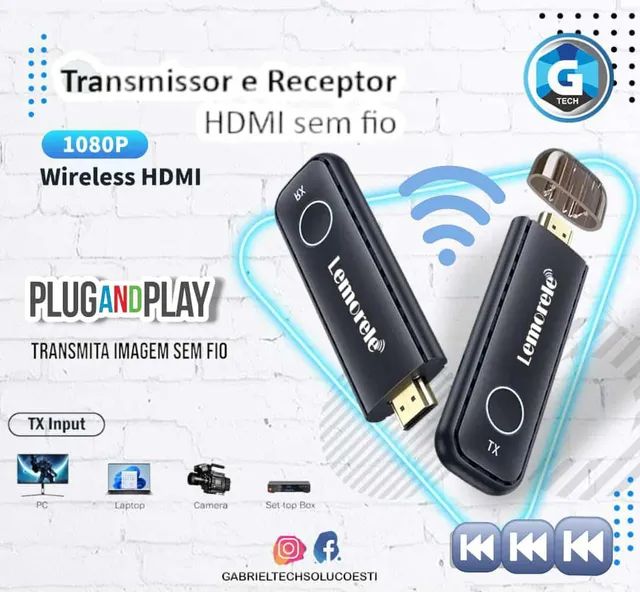 Transmissor E Receptor Hdmi Sem Fio De Vídeo 50 Metros 5g - Gtech