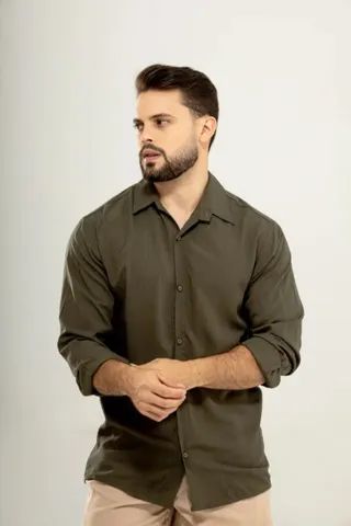 Camisas masculinas de botão manga longa lisas  - Foto 2