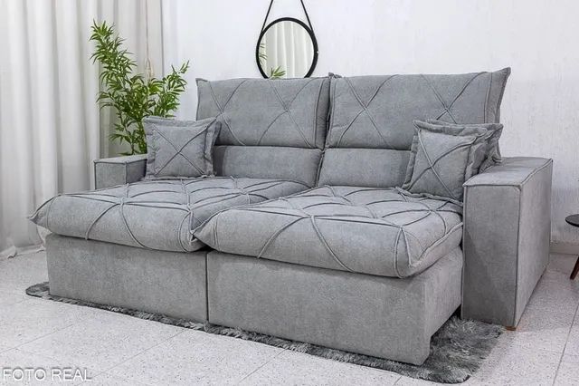 Sofá Retrátil Reclinável 2.50m Boucle Molas Ensacadas rf44 IMPERDÍVEL 