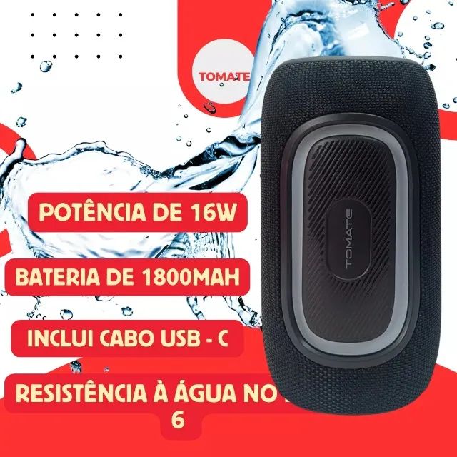 Caixa De Som Bluetooth 16w Recarregavel Rgb Tomate Resistente À Água - Loja Natan Abreu - Foto 2