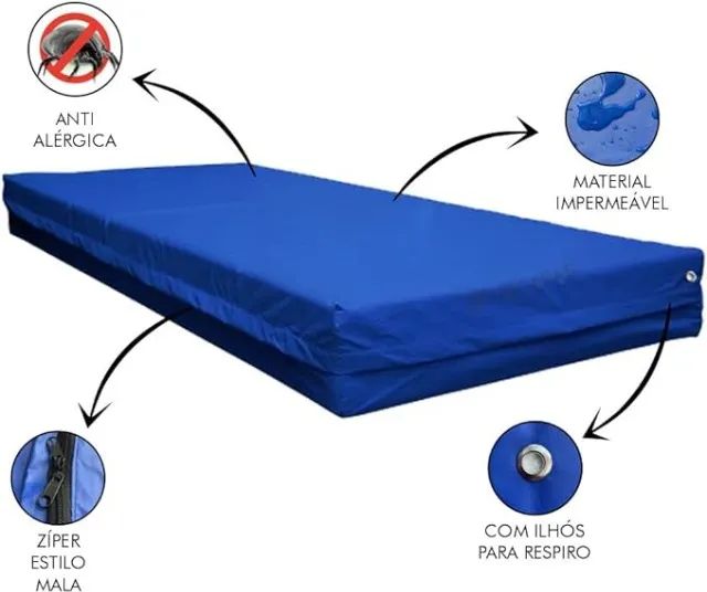 Capa Antialérgica Impermeável Silenciosa Estilo Hospitalar / P Colchão de Solteiro