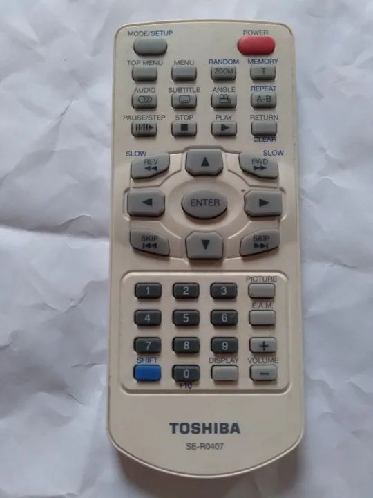 CONTROLE REMOTO DVD TOSHIBA SE-R407