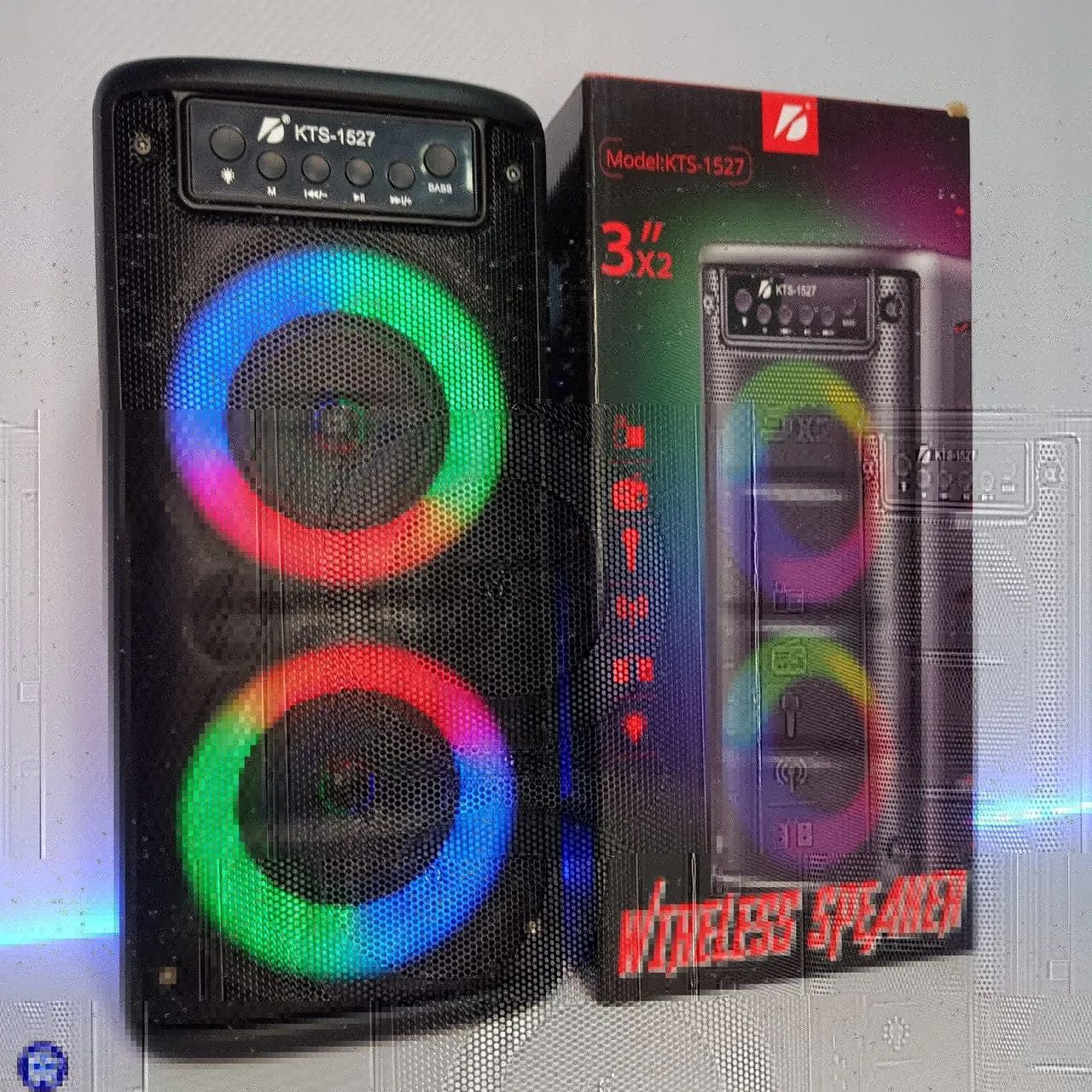 Caixa de Som Bluetooth KTS-1527 3x2 Polegadas - LED RGB - Foto 4