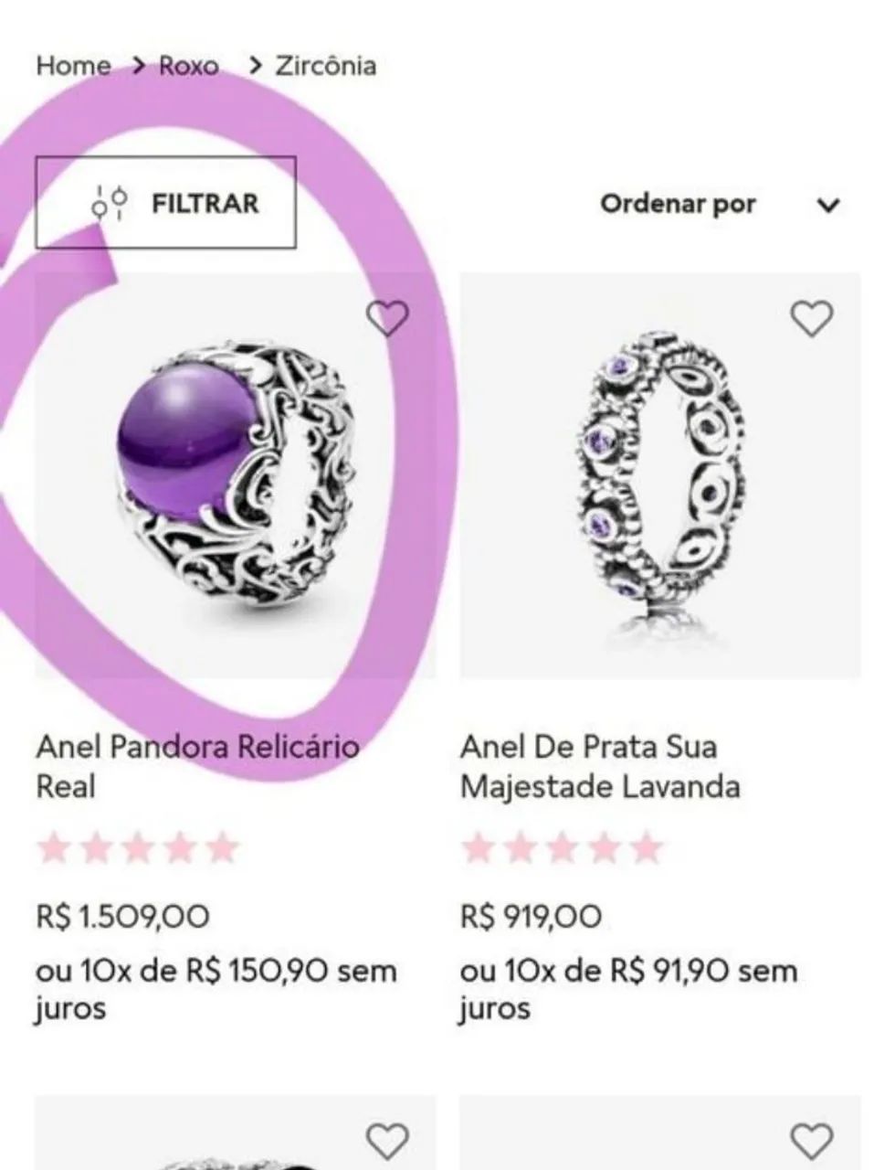 Anel Pandora com pedra roxa - Foto 4