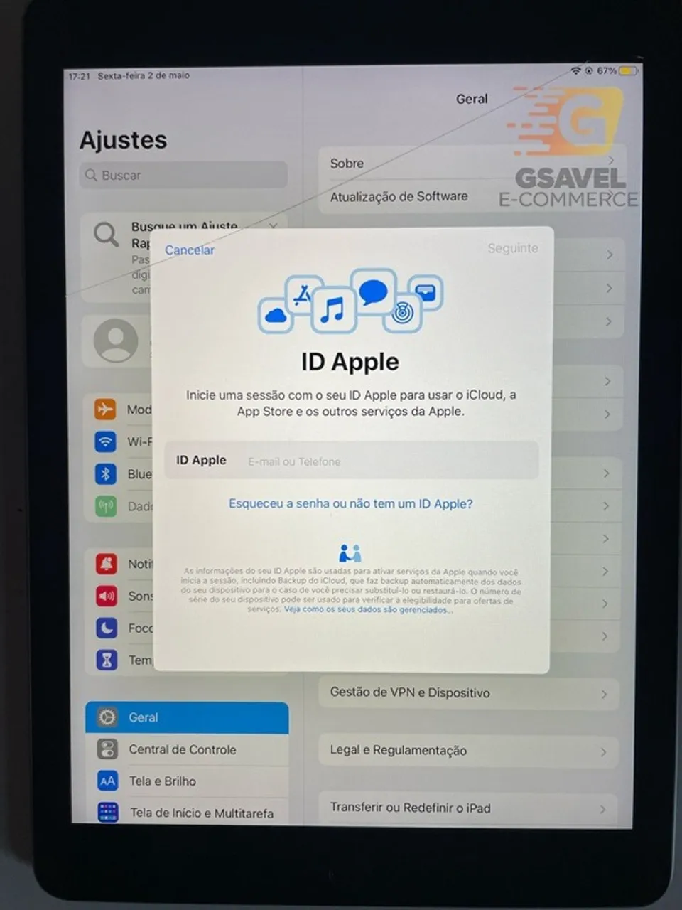 Apple iPad 5ª Geração (Modelo A1823) - 32GB C/ Chip Para usar em deslocamentos.