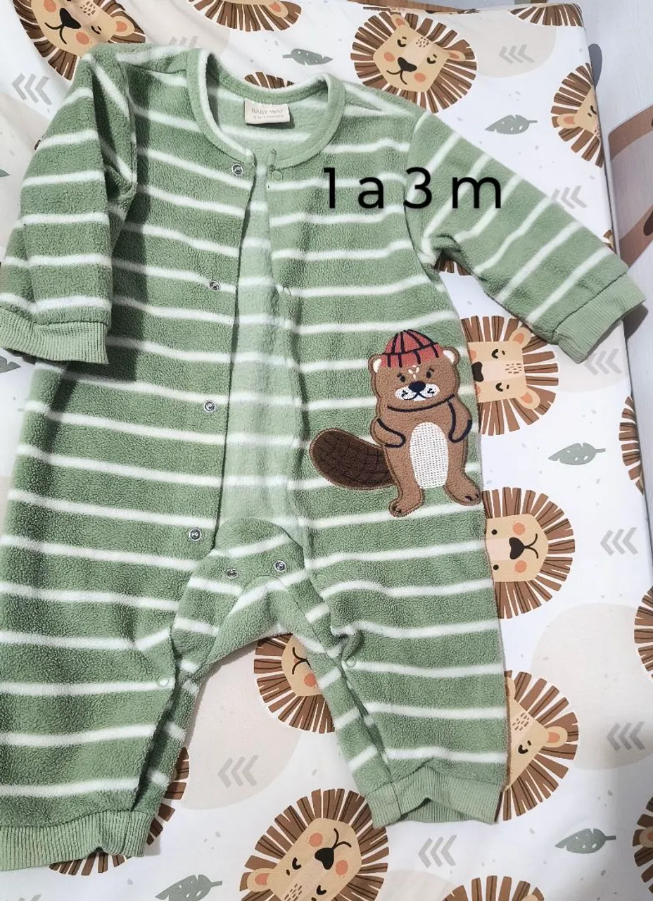 Macacão de bebê listrado BABY WAY + casaco BABY WAY