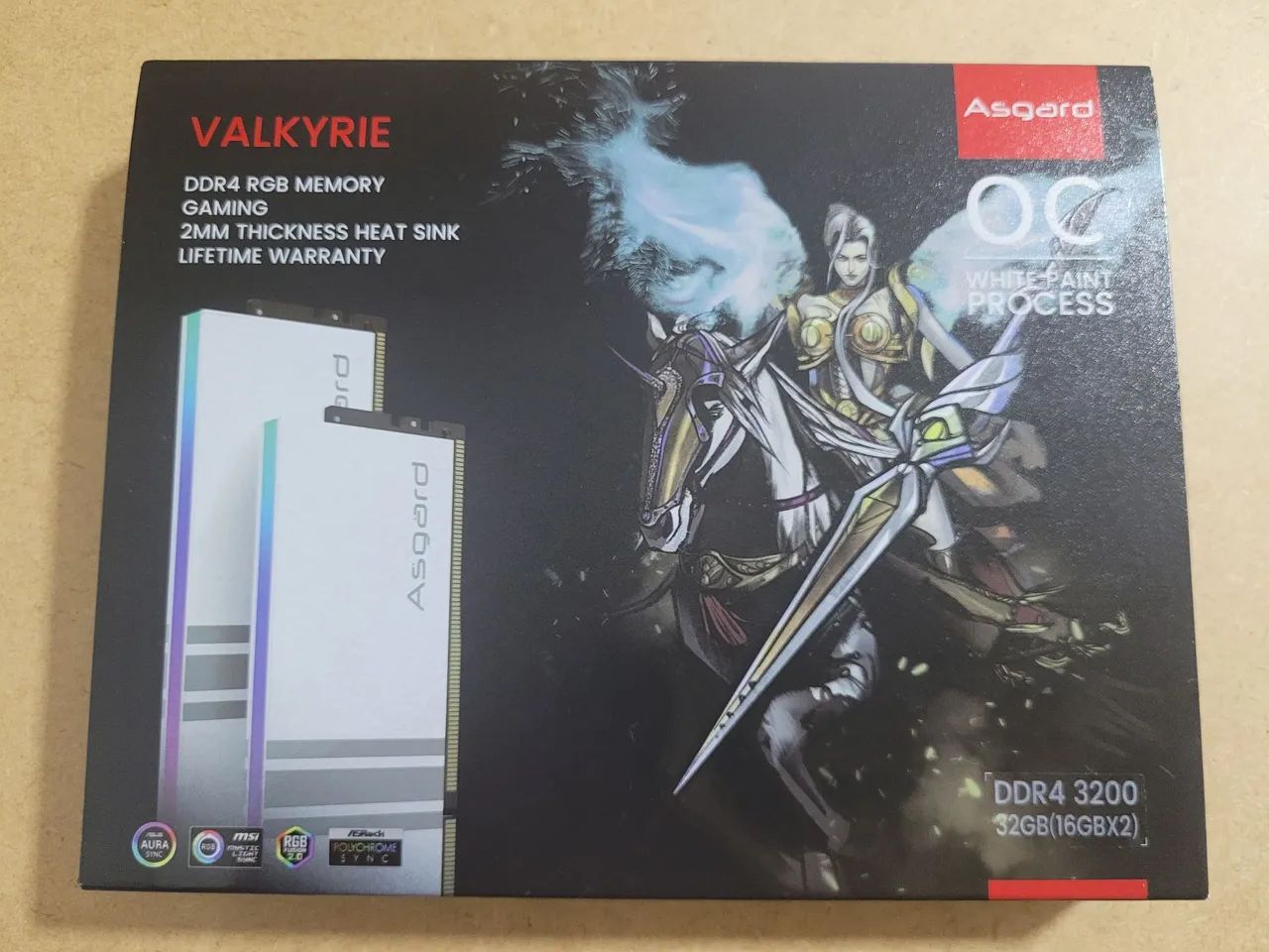 Memória RAM Asgard Valkyrie DDR4 3200MHz 32GB (16GBx2) RGB - OC White Paint Process