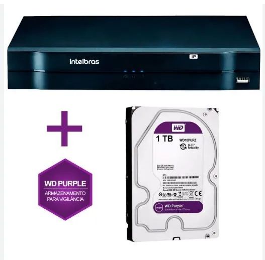 Gravador Nvr 16 Canais Ip Nvd 1516 Intelbras + Hd 1tb Purple - Foto 3