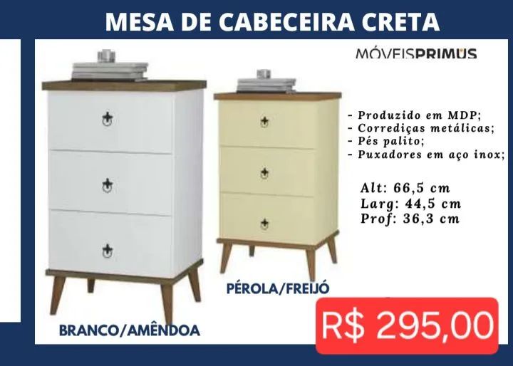 Mesa de cabeceira Creta (leia a descrição)