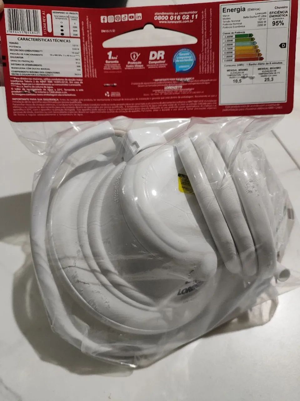 Lorenzetti Electric Shower Bella Ducha 4T, 127 V (New, Sealed)64739361909122121