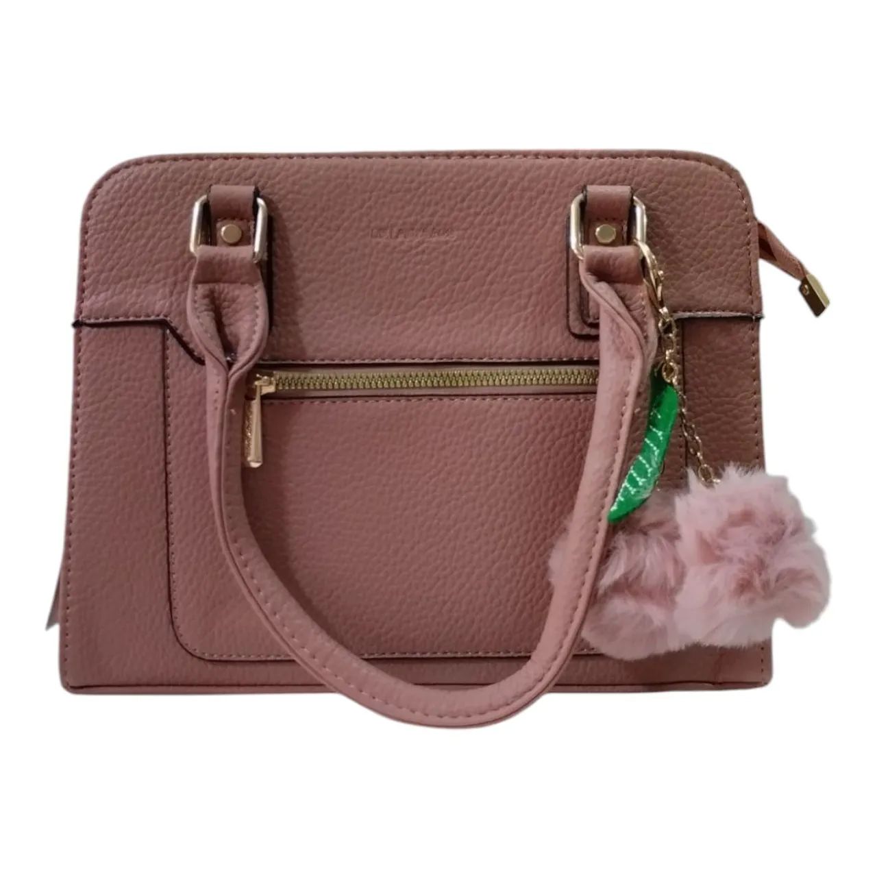 Bolsa de mão rosa em couro sintético