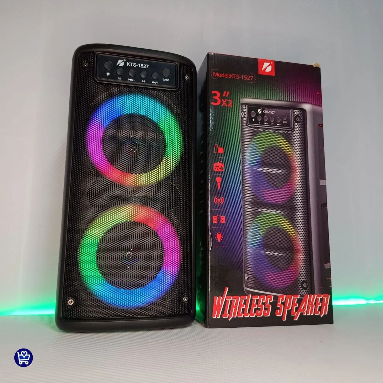 Caixa de Som Bluetooth KTS-1527 3x2 Polegadas - LED RGB - Foto 3