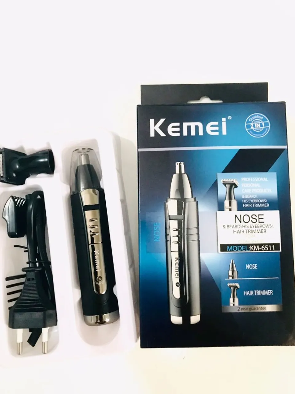 Maquina Cortar Cabelo, Barba, Aparador de Nariz Recarregável Kemei