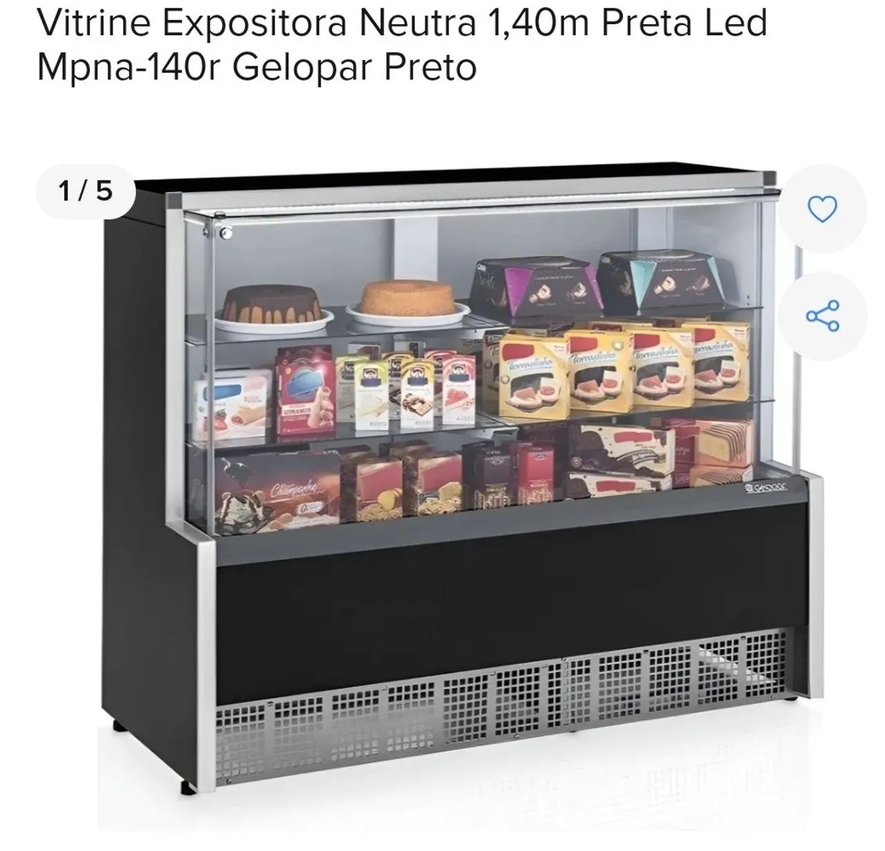 vitrine expositora neutra 1.40m led