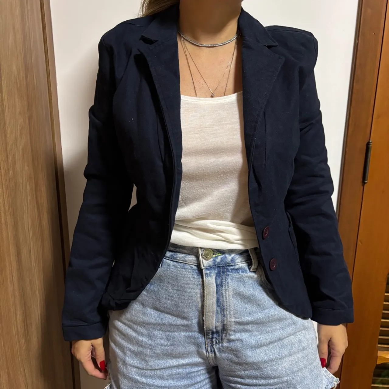 Blazer feminino azul marinho - armazém