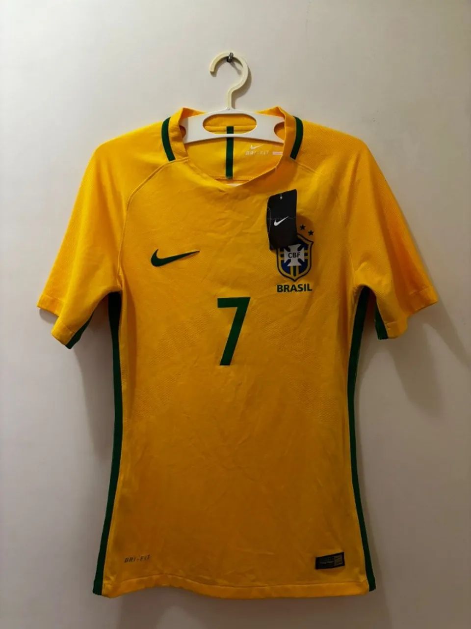 Camisa Brasil 2016 Modelo Jogador Na etiqueta Etiqueta de Lavagem Carimbada