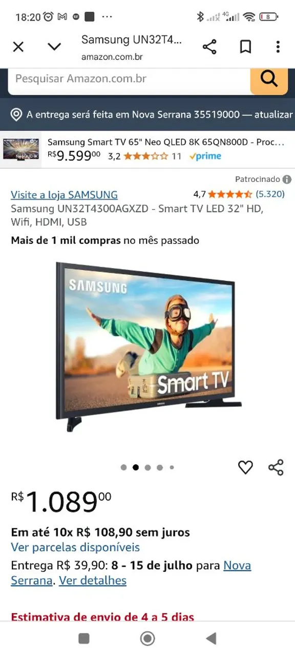 Smart TV Samsung UN32T4300AGXZD 32" HD