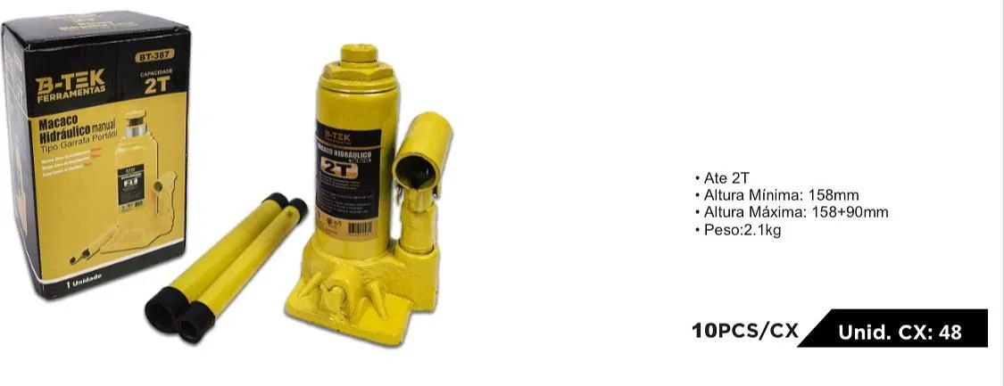 Macaco hidralico manual /tipo garrafa portatil 2T Btek - Foto 2