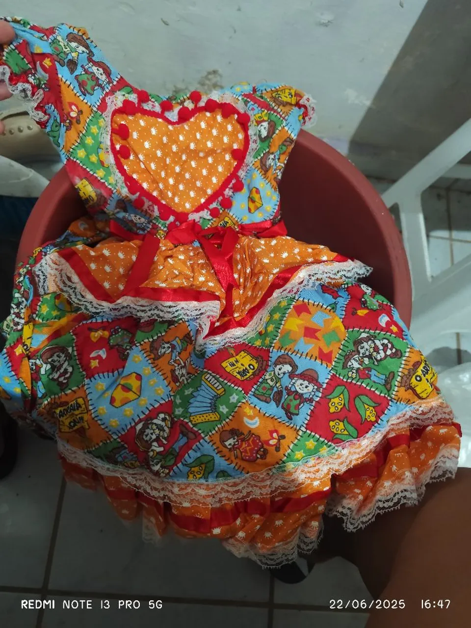 Vestido Infantil Temático Junino Colorido