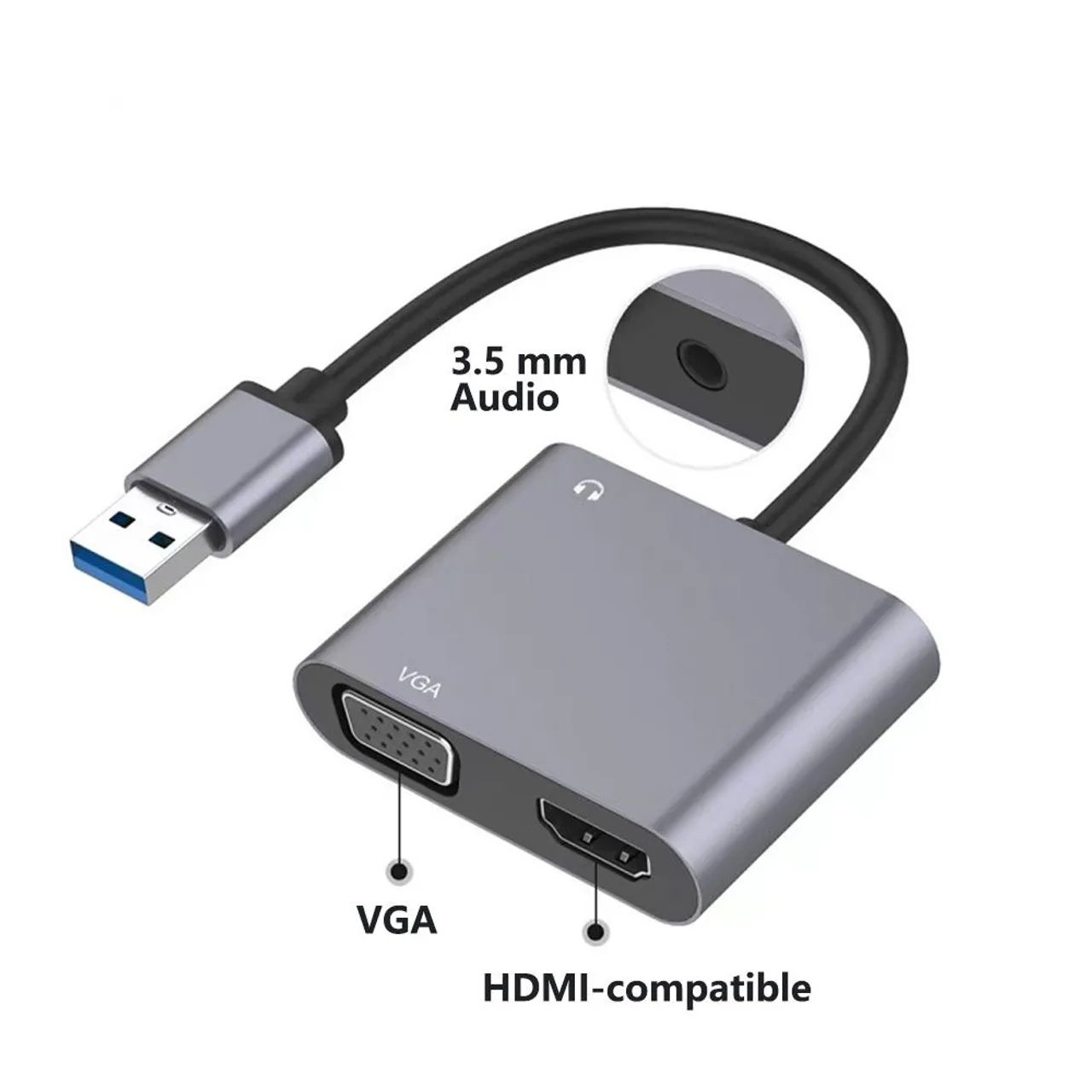 Adaptador USB para VGA e HDMI com áudio  - Foto 2