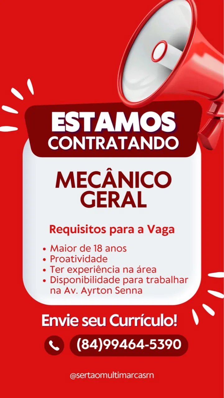 Vaga de emprego para MECÂNICO GERAL