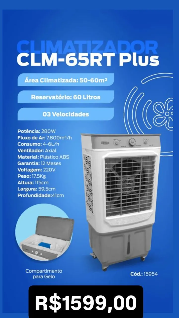Climatizador CLM-65RT Plus 60 Litros 3 Velocidades