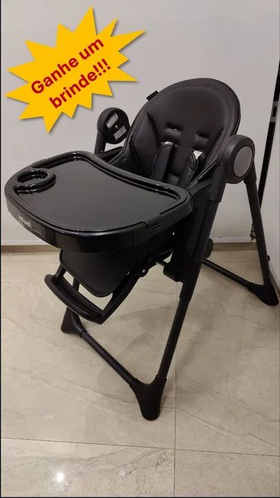 Cadeirinha de Alimentação Pepper Preta + Brinde (Aspirador Nasal Elétrico)