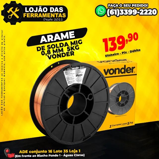 Arame de Solda Mig de 0,8 mm 5Kg Vonder