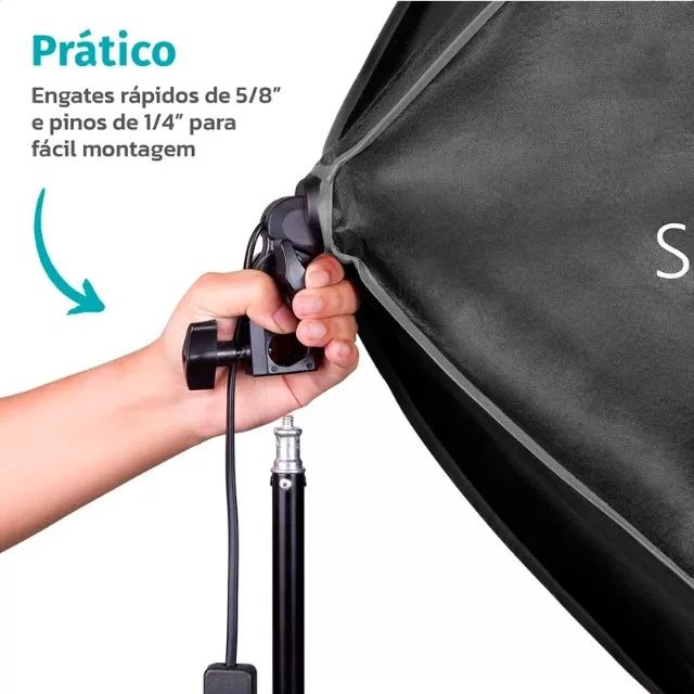 Kit De Luz Softbox Duplo Para Estúdio Fotográfico E Vídeo + 02 Lâmpadas - Foto 5