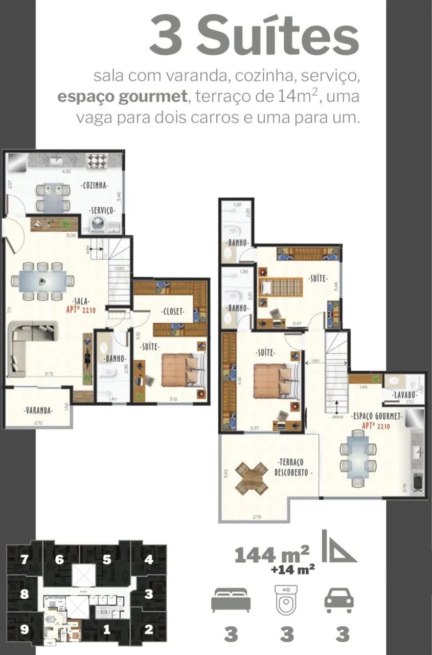 Cobertura de 03 suítes com elevador e garagem em São Mateus - Foto 3