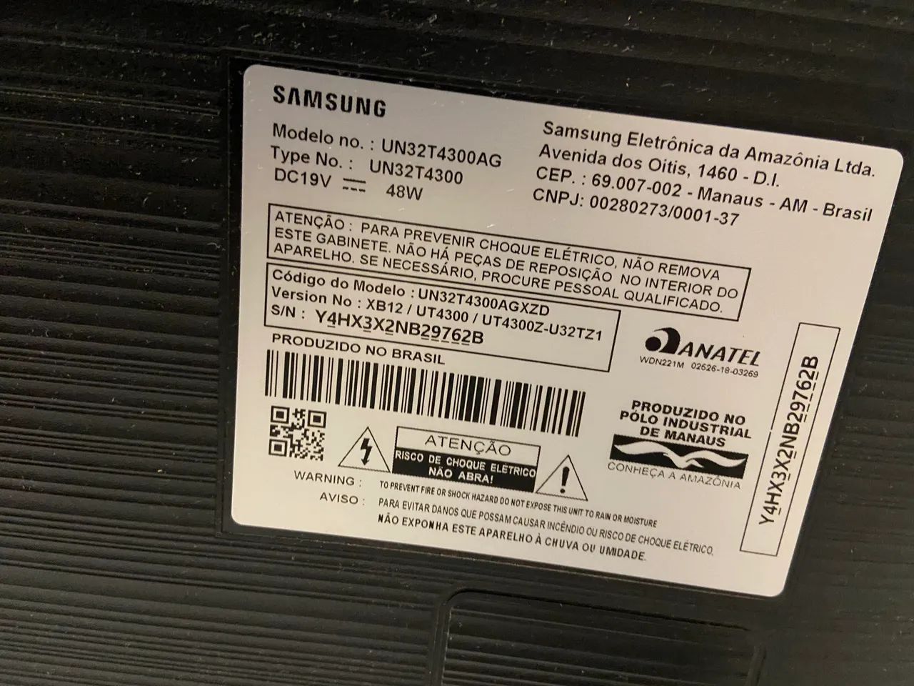 Tv samsung 32 polegadas com defeito na tela