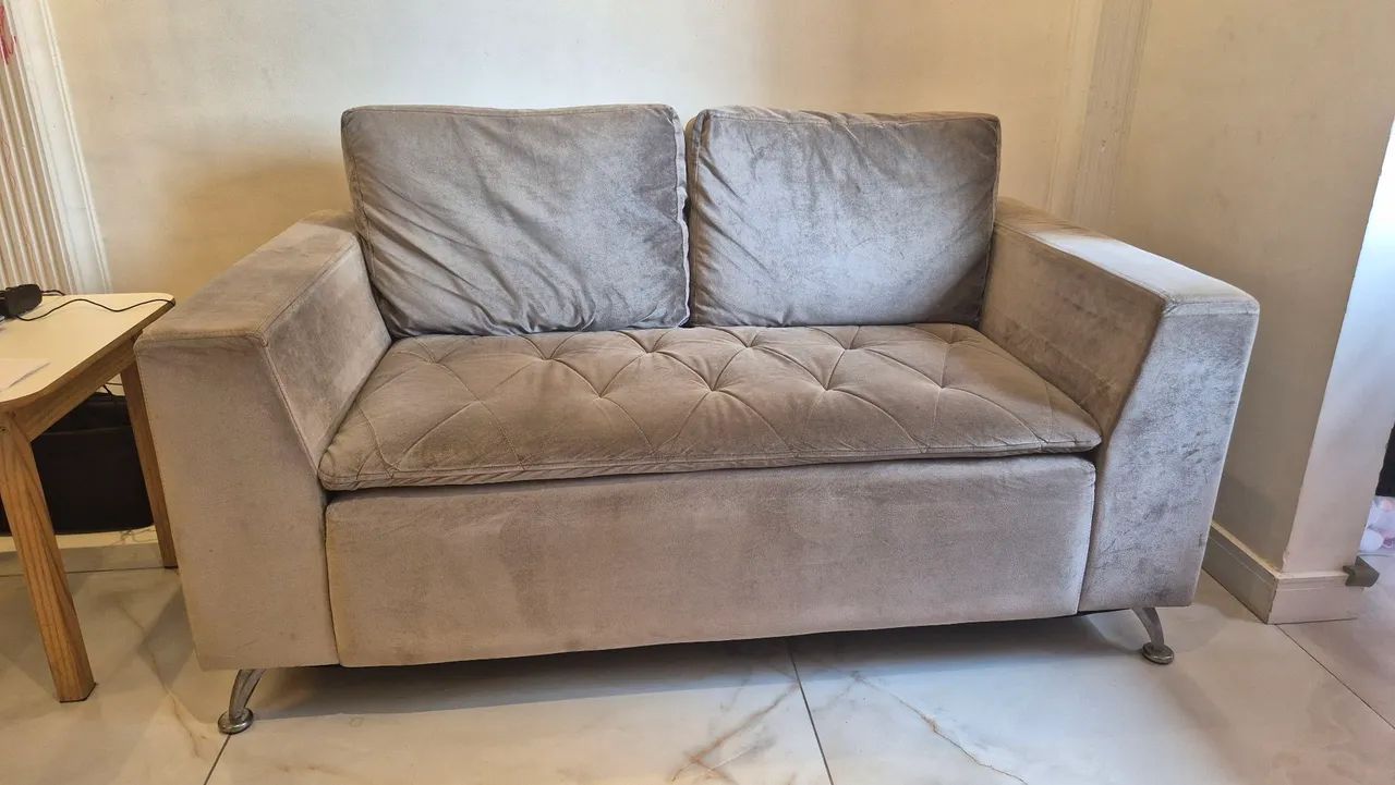 Sofá 2 Lugares Luciana Móveis - Suede Cinza  - Foto 3