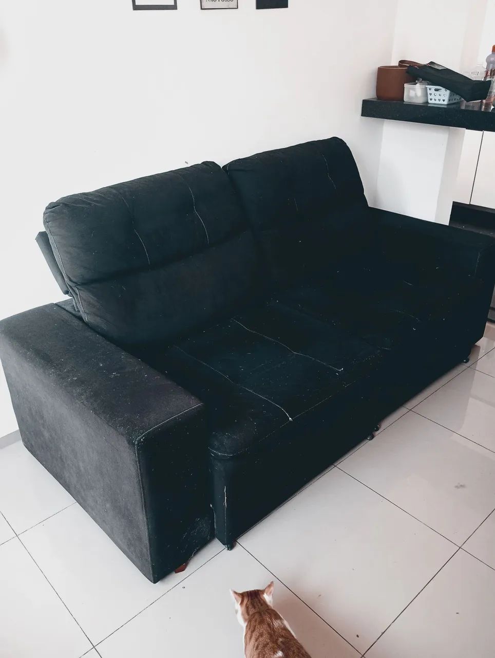 Sofá- cama retrátil preto 