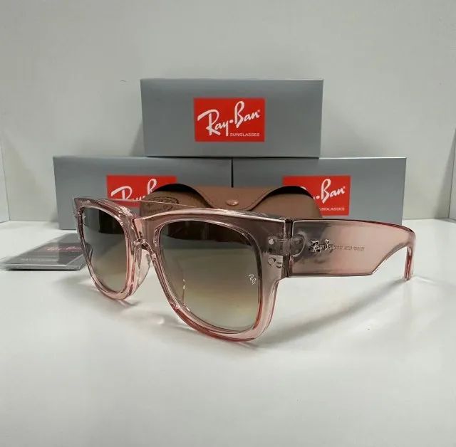 Óculos de sol ray-ban mega wayfarer rose lentes de cristal - Foto 2
