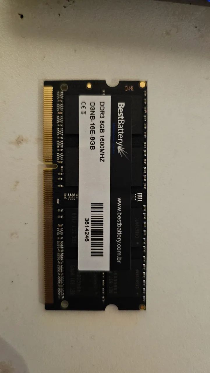 Memória RAM notebook DDR3 BestBattery 8gb, 1600Mhz e 1,5V - usada apenas para teste  - Foto 3